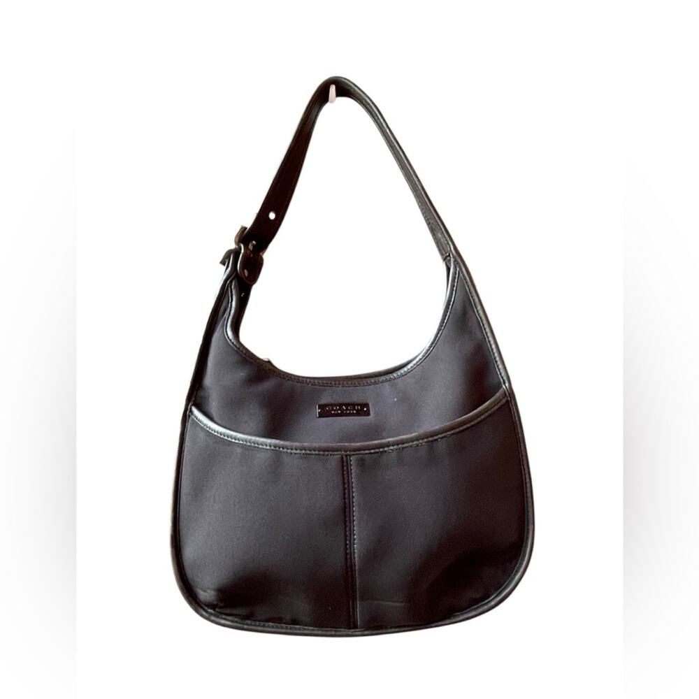 Coach Ergo 6203 Black Neoprene Leather Trim Shoulder Hobo Bag Vintage